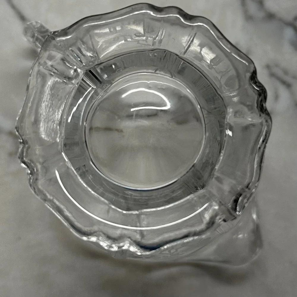 Vintage Cambridge Diane Clear Etched Pressed‎ Glass Sugar Bowl Creamer Set